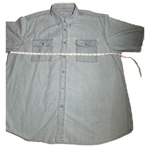 Vintage Carhartt Denim 2XL Denim Shirt 90s Y2K Denim Button Down XXL Work Shirt - Picture 9 of 9